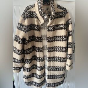 Cozy Patterned Long Fleece Coat